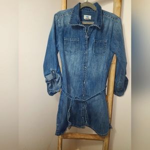 Girls Old Navy Denim Belted Dress button down front